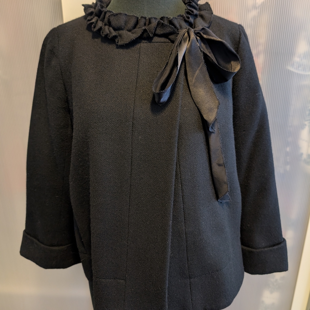 J. Crew Black Ruffle-Trim Jacket - Picture 2 of 10